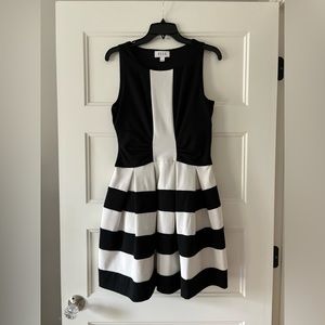 Elle Black & White Stripe Cocktail Dress
